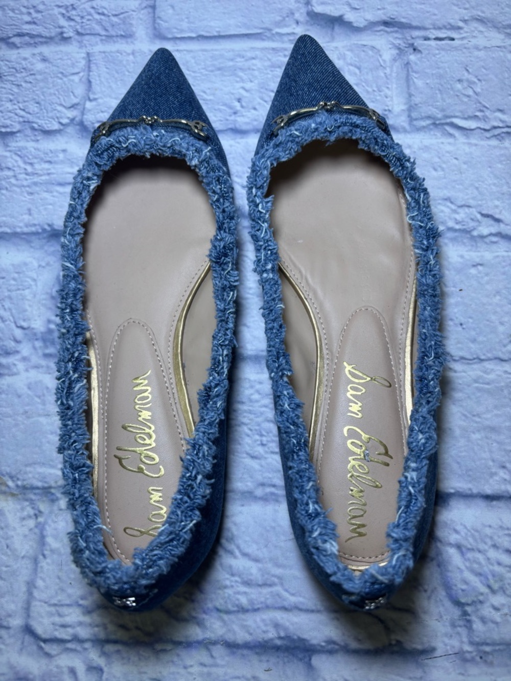Sam Edelman Women’s Nori Ballet Flat Bluestone Denim Size 10M Buckle Hardware - Picture 9 of 15